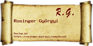 Rosinger Györgyi névjegykártya